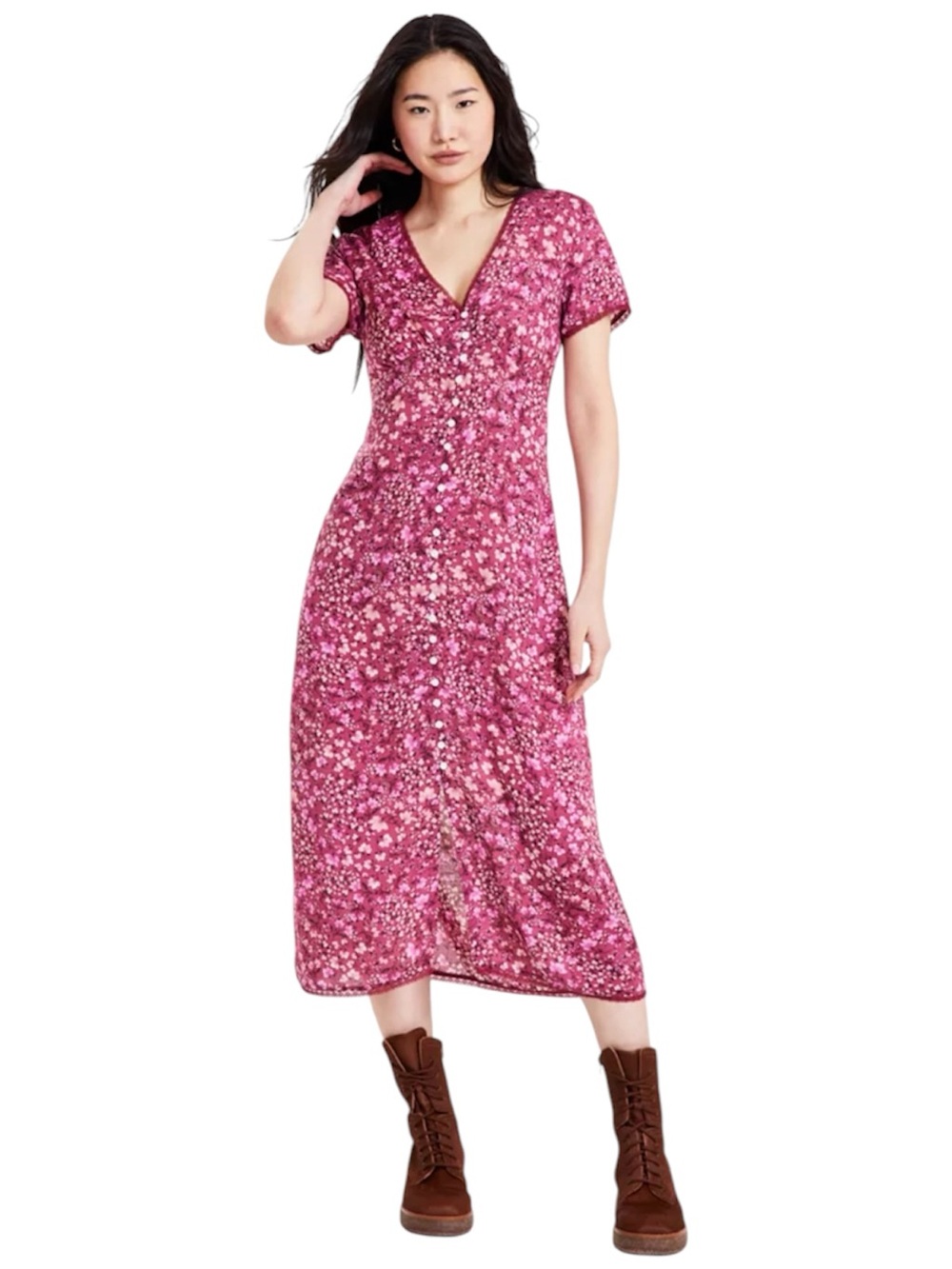 NWT -Lucky Brand Printed Button Front Midi Dress - XL